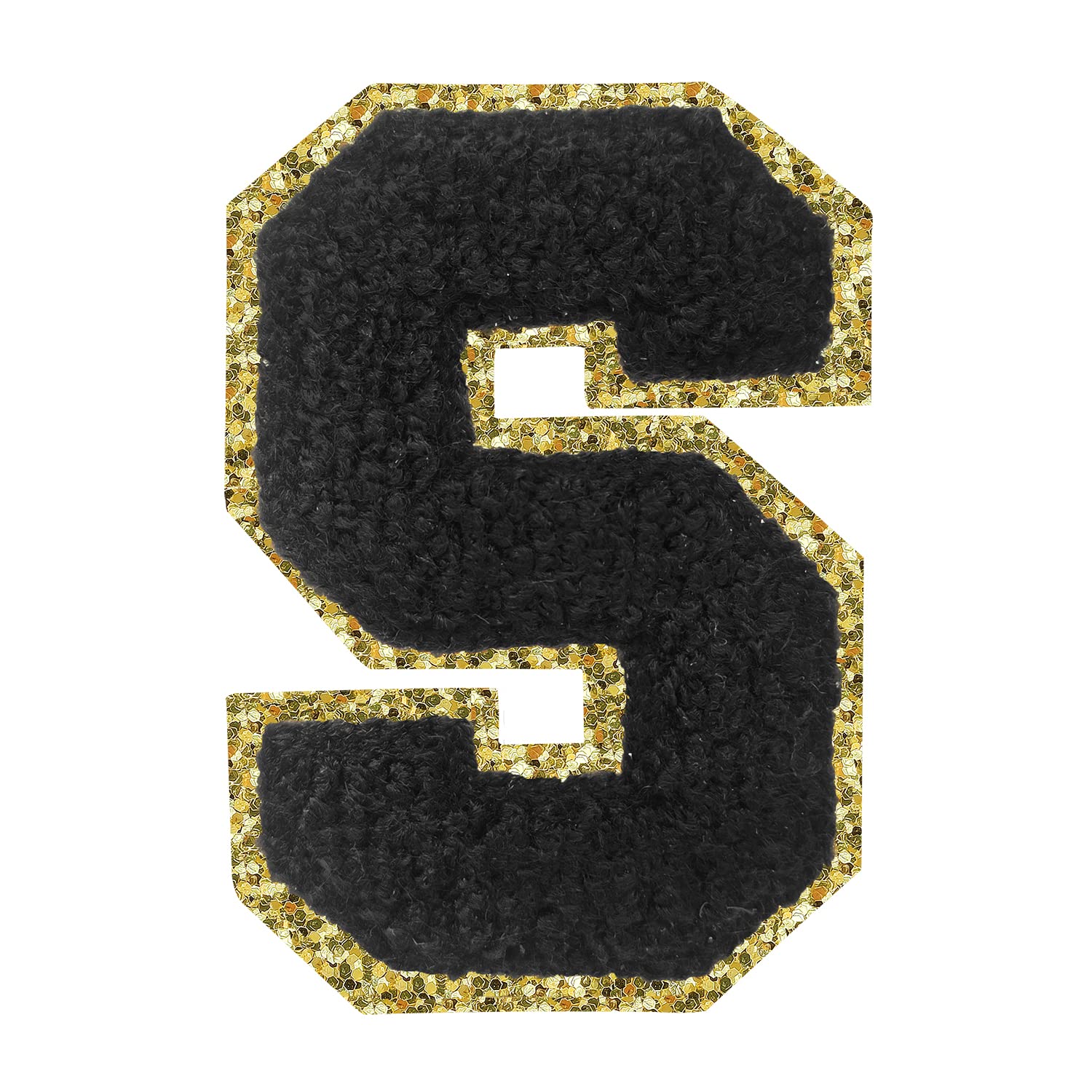 3-Pack Black Glitter Chenille Iron-On Letter Patches – 3.1 Inch Height, For Varsity, Denim, DIY Decoration - View #6