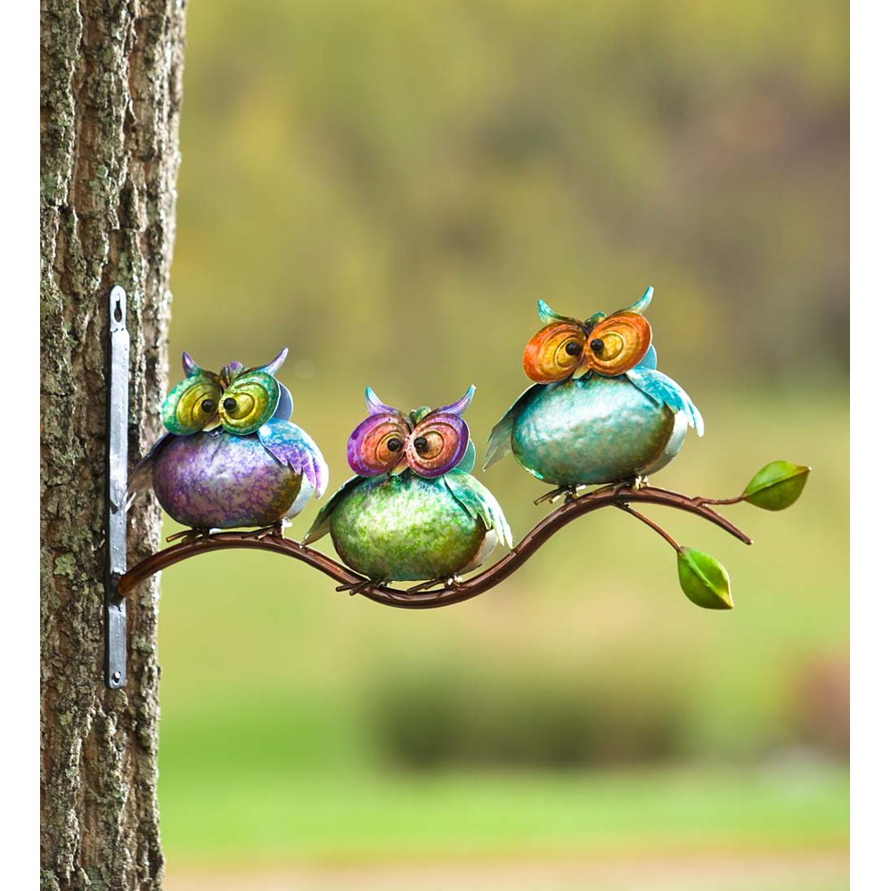 Metal Owls On Branch Wall Art Set of 3