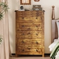 thumbnail image 5 of FANRAL 5 Drawers Tall Dresser for Bedroom,Wood Tall Dresser Modern Chest of Drawers,Closet Clothes Organizer Storage Cabinet,Brown Dresser, 5 of 7