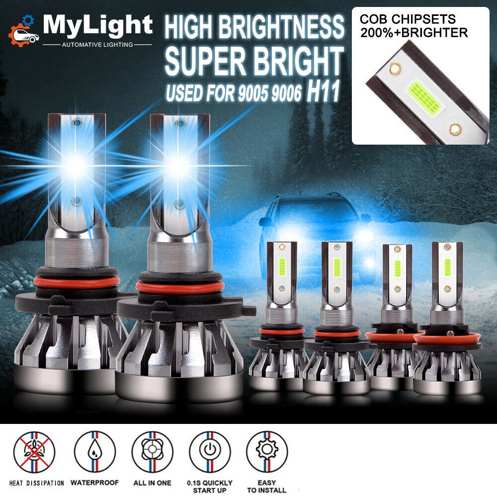 9005 9006 H11 Car LED Headlight Bulbs Kit, Waterproof High/Low Beam Fog Bulb for MINI 6 Series