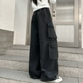 thumbnail image 5 of KAUOD Girls Floor Cargo Jeans Oversized Pockets Baggy Wide Leg Streetwear Denim Pants Teen Kids High Waist Retro Jeans, 5 of 5