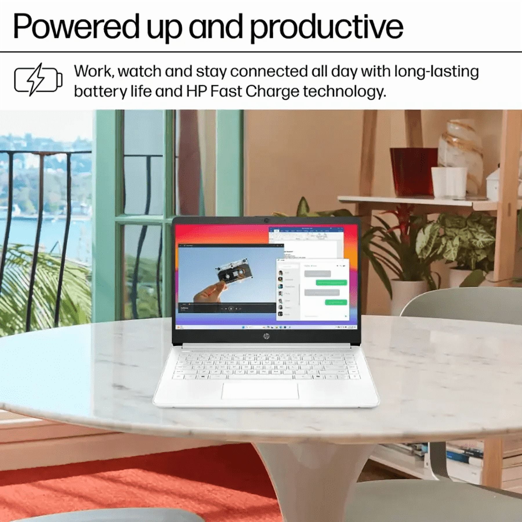 HP 14" HD Laptop, Intel N4500 Processor (Up to 2.8GHz), 8GB RAM, 64GB eMMC+64GB SD Card, Windows 11 Home, Anti-Glare Display, Lightweight Student & Work Notebook White