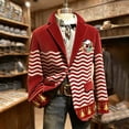 thumbnail image 5 of oqasdz Carnival Mens Suit Jacket Striped Print One Button Corduroy JacketS Stylish Stretch Slim Fit Dress Coat Party Evening Wedding Prom, 5 of 5