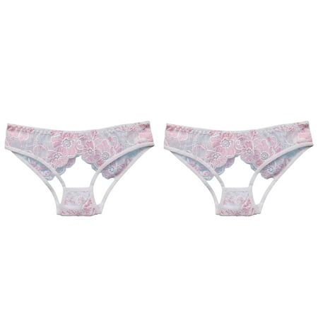 Wijhcboe 2 Pack Underwear Stash Underwear Women s Summer Thin Lace Womens Briefs Cotton Underwear Bulk Hollow Sexy Ribbons Waist Trainer Sheer Panties Lingerie Extra Large Panties for Women