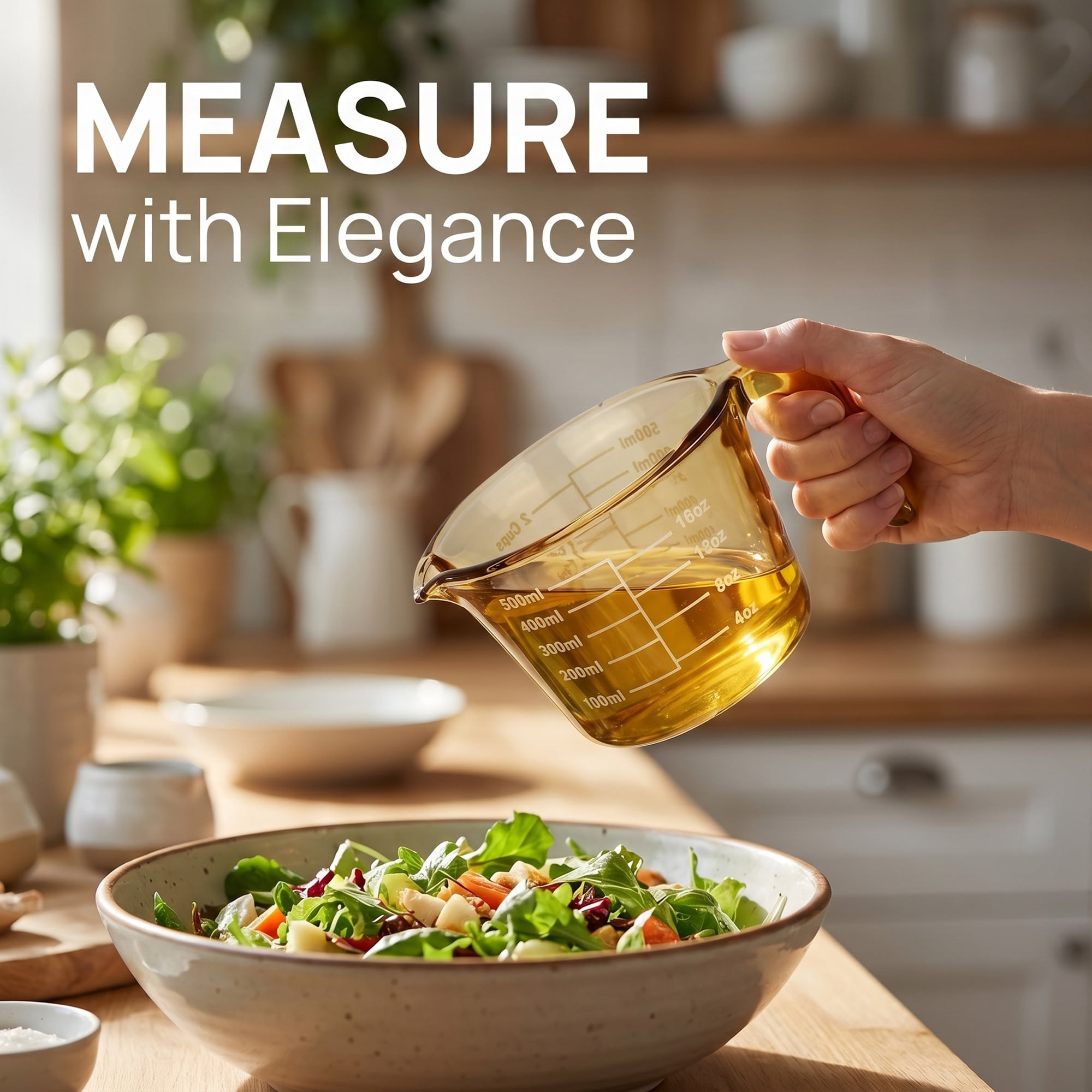 Unique Bargains Glass Measuring Cup for Kitchen Cooking Yellow 500ml