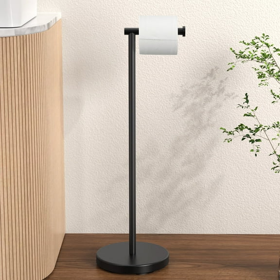 KES Black Toilet Paper Holder Stand with Weighted Base, 26" H (Taller Version) Bathroom Free Standing Toilet Paper Roll Holder 18/8 Stainless Steel
