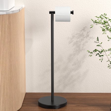 KES Black Toilet Paper Holder Stand with Weighted Base, 26" H (Taller Version) Bathroom Free Standing Toilet Paper Roll Holder 18/8 Stainless Steel