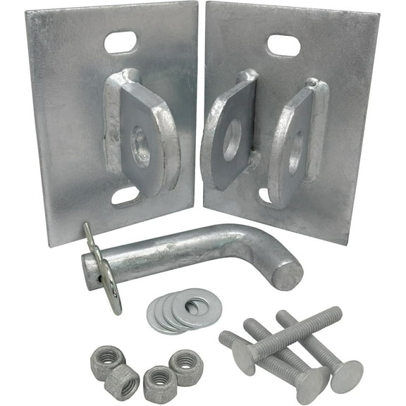 Floating & Stationary Dock Connector Hinge Kit, Male & Female T-Style Brackets & Hardware - Heavy-Duty Galvanized Steel (1 Set)