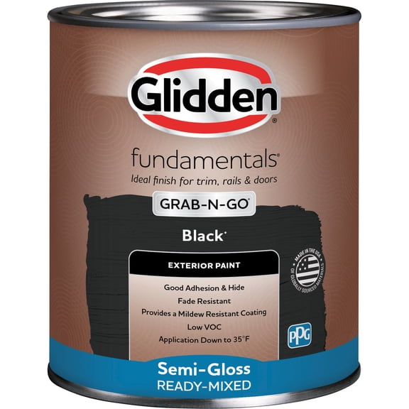 Glidden Fundamentals Grab-N-Go Black Semi-Gloss Exterior Paint, 1 Quart