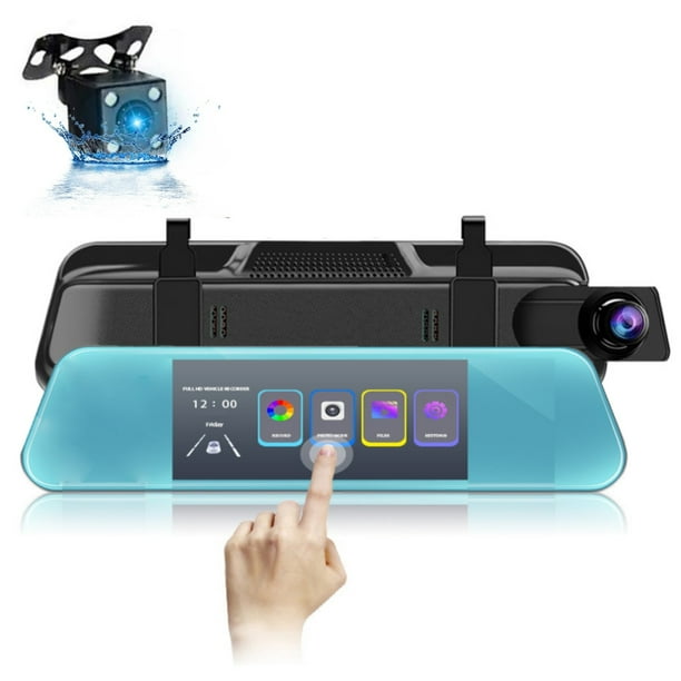 Cámara de salpicadero DVR para espejo retrovisor de coche, 5,5'', 1080P, pantalla de doble lente, visión nocturna, grabadora de vídeo de conducción