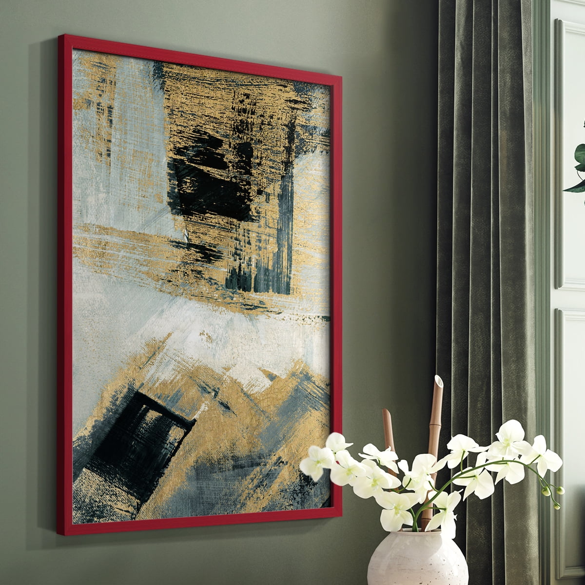 Southern Flow in Red Solid Wood 11 x 14 Framed Print