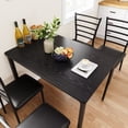 thumbnail image 3 of Dining Table Set for 4, Rectangle Kitchen Dining Table with 4 Upholstered Chairs for Small Space, Apartment, Home Office, Black, 3 of 7