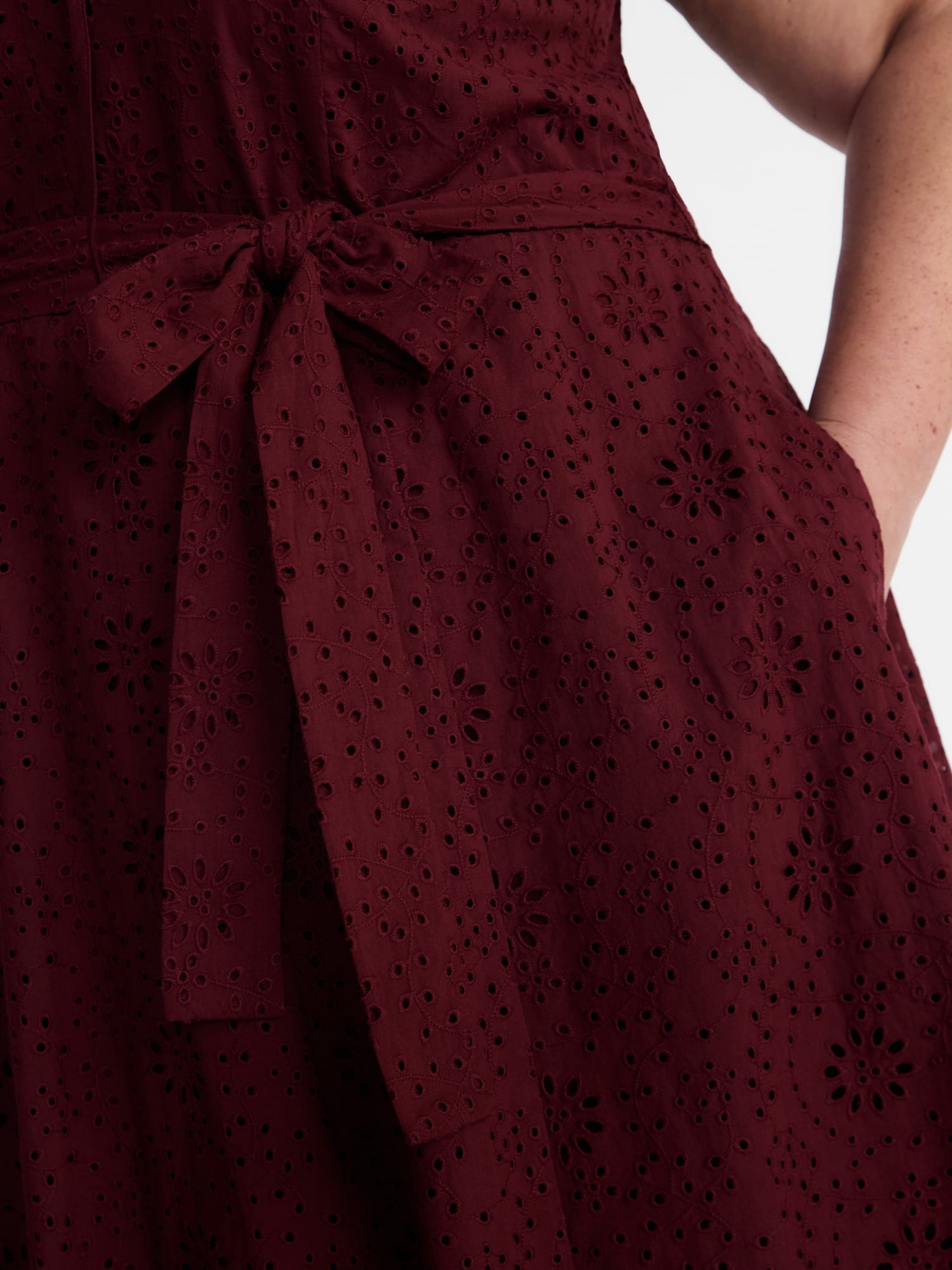 Terra & Sky Women’s Plus Cotton Eyelet Fit and Flare Dress with Short Sleeves, Sizes 0X-5X