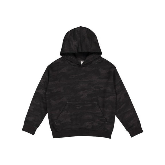 LAT Youth Hoodie Boy & Girl Fleece Pullover Hooded Sweatshirt with Pouch Pocket, Storm Camo, Medium