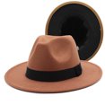 thumbnail image 1 of SAYOO Sombrero de lana de otoño neutro, sombrero de Fedora de doble cara de moda con cinta decorativa SAYOO moda, 1 of 3