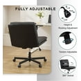 thumbnail image 3 of Okeysen Criss Cross Chair with Wheels, Armless Wide Seat Cross Legged Comfy Office Desk Chair, PU Leather Height Adjustable Swivel Computer Task Chairs for Home, Office, Vanity, Black, 3 of 14