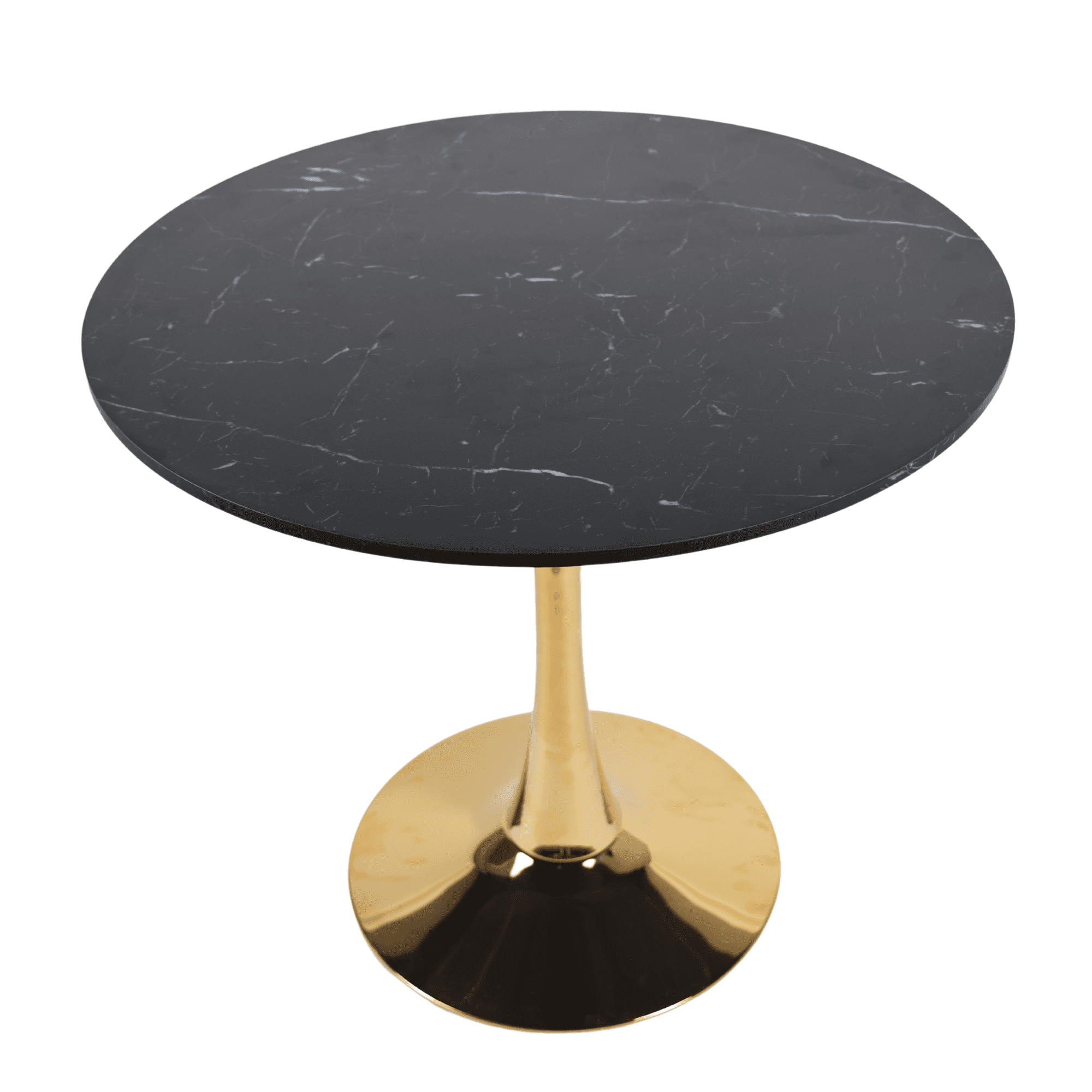 Euroco 31.5" Round Dinning Table for 4,Modern Kitchen Table with Metal Pedestal Base & Tulip Design for Dining, Tea & Lounge,Sturdy Base,Black
