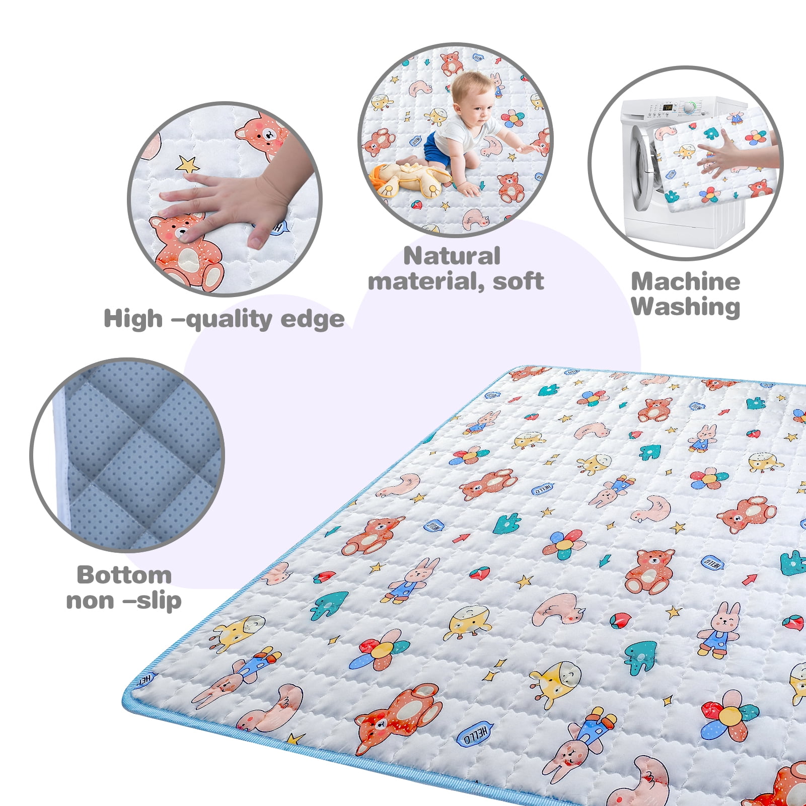 Kid Odyssey Baby Play Mats for Floor, 50" x 50" Play Mat for Playpen, Thicken Soft Padding Foam Playmats for Babies and Toddlers Infants, Foldable and Machine Washable Baby Crawling Mat