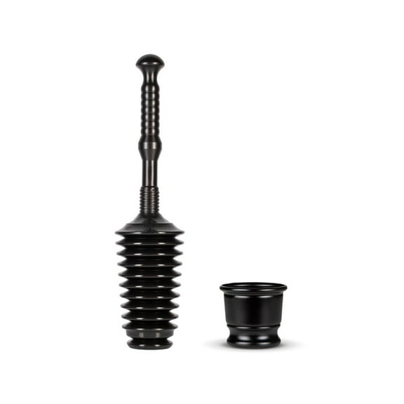 Master Plunger MP500-B3 Heavy Duty Bathroom Toilet Plunger Kit with Short Bucket/Caddy. Equipped with Air Release Valve, Black