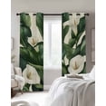 thumbnail image 4 of Green White Botanical Kitchen Curtains Watercolor Vintage Flower Cafe Short Curtains for Bathroom Blackout Window Curtain Grommet Small Window Treatment Tier Drapes for Bedroom Living Room 52"x45"x2, 4 of 9