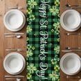 thumbnail image 6 of St. Patrick's Day Table Runner - 120 Inch Long, Kitchen Dining Table Runner Dresser Scarves, Cute Gnomes Lucky Shamrocks Green Black Plaid Farmhouse Decor for Coffee Tables Wedding Party Banquet, 6 of 8