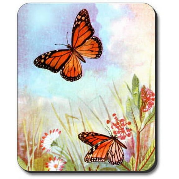 Art Plates Mouse Pad - Butterflies and Flowers