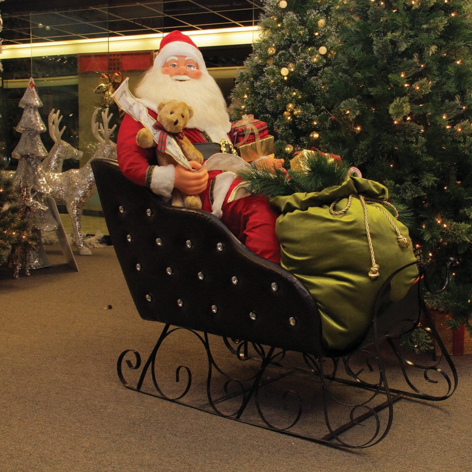 4' Deluxe Animated Musical Santa Claus in Jeweled Sleigh Christmas Decoration