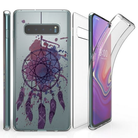 Beyond Cell Tri Max Series Compatible with Samsung Galaxy S10+ Plus, Slim Full Body Coverage Case with Self-Healing Flexible Gel Transparent Clear Screen Protector Cover - Purple