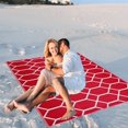thumbnail image 2 of Outdoor Rug - Folded Design - Recycled Plastic Mat for Patio, Camping, Beach, Balcony, Porch, Deck - Weather, Water, Stain, Lightweight, Fade and UV Resistant - Miami - Red & White, 2 of 5