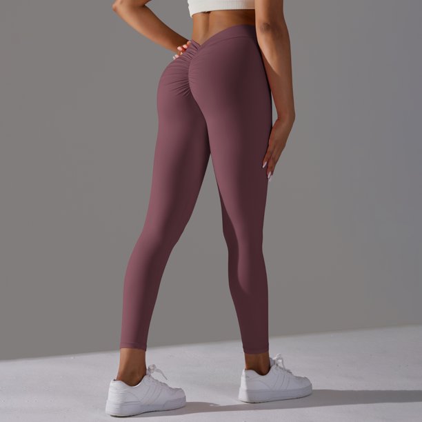 Mallas Push Up de cintura en V para mujer, pantalones de Yoga, sensación desnuda, entrenamiento
