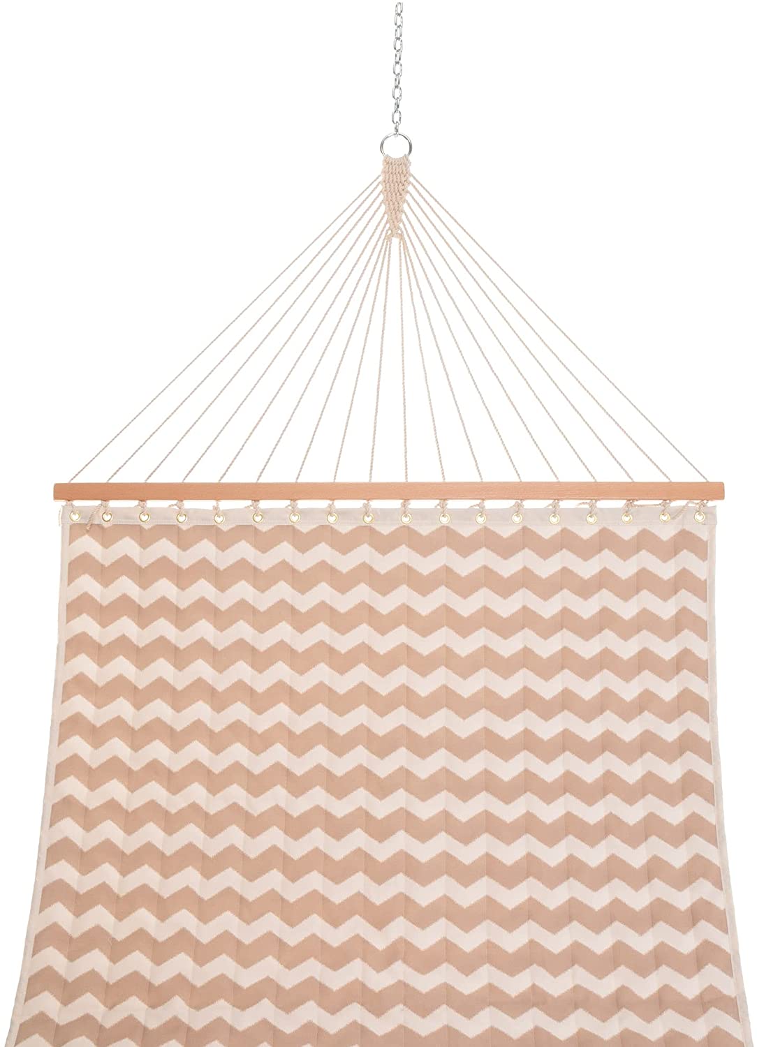 Large Double Quilted Hammock with Detachable Pillow - Beige Chevron