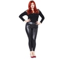 thumbnail image 5 of Women Faux Leather Stretch Skinny Pants Leggings Plus Size Slim Fashion Trousers, 5 of 7