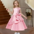 thumbnail image 2 of Glisme Girls Dresses Baby Bow Dress Mid Length Casual & Party Gown For Toddlers Pink Sundress Size 5-6 Years, 2 of 5