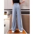 thumbnail image 6 of ITSAME Girls Straight Leg Jeans, Loose Fit High Waist Fashion Embroidery Summer Casual Denim Pants Blue Size 9, 6 of 9