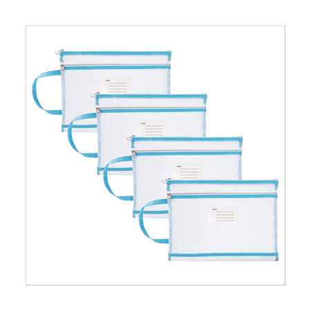 Zip Case 4Pcs Mesh Zipper Pouch Translucent A4 Document Bag Book File Folders ...