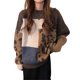 thumbnail image 1 of Suéter de Punto con Cuello Redondo y Larga para Mujer, Otoño e Invierno, con Estampado de Leopardo y Bloques de Color. Talla Única, 1 of 10