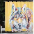 thumbnail image 3 of Ambesonne Wolf Shower Curtain, Happy Wild Animal Portrait Art, 69"Wx75"L, Pale Orange Sky Blue, 3 of 4