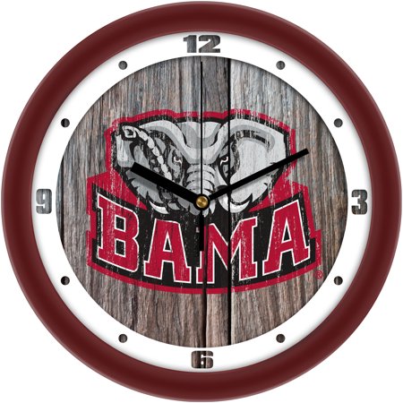 Alabama Crimson Tide 11.5'' Suntime Premium Glass Face Weathered Wood Wall Clock
