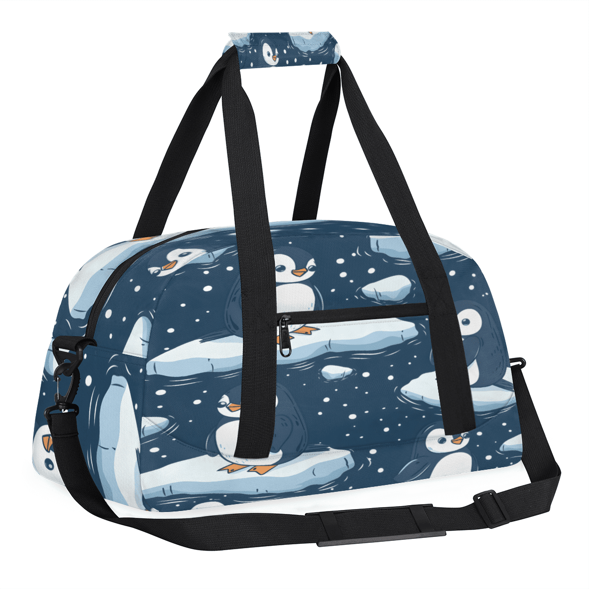 Herdesigns Penguin Sports Duffle Bag for Women & Men, Cute Animal Gym Bag Dance Bag Overnight Bag Carry On Weekender Travel Bag