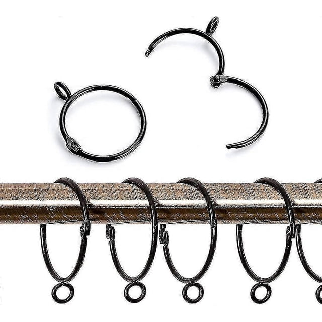 2026 20 Pieces Metal Curtain Rings, Open And Closed Ring Hanging Hooks For Curtains And Rods, 50mm Internal Diameter (black)