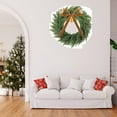 thumbnail image 3 of 24-Inch Real Touch Cedar Christmas Wreath, Lifelike Artificial Pine and Cypress Wreath with Cow Bell and Velvet Bow, Hanging Front Door, Window, Wall, Porch, Indoor & Outdoor Holiday Décor, 3 of 6