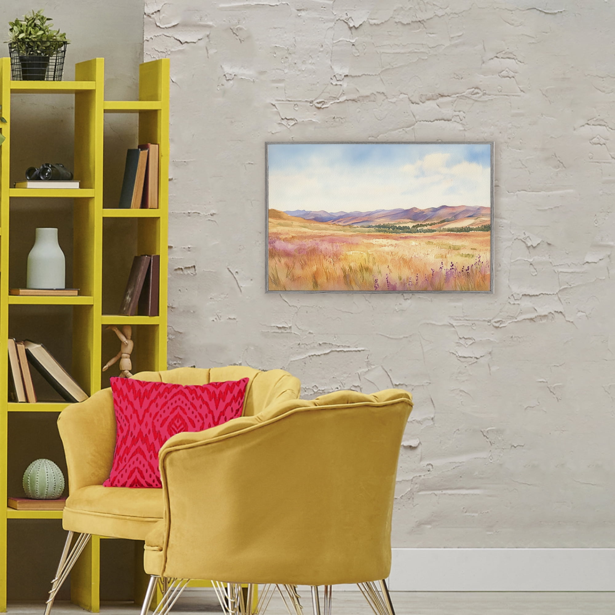 Stupell Industries Pastel Valley Panorama Gray Framed Giclee Art, design by Petal Prints Design