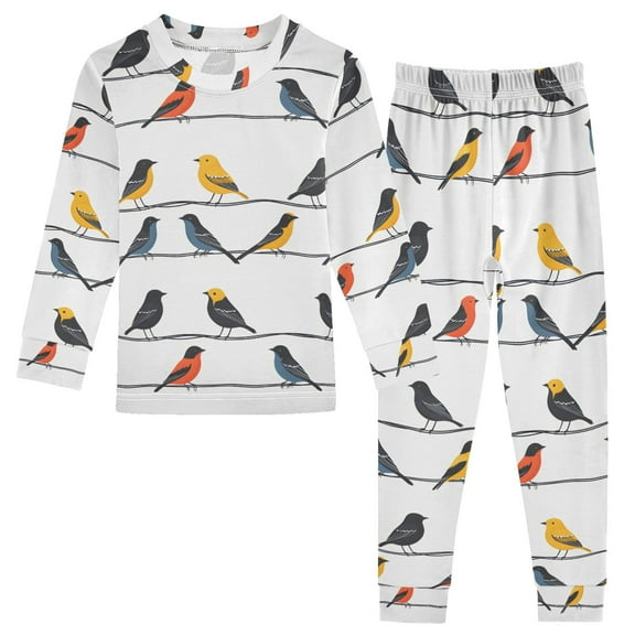 joogoo Animal Birds 2 Piece Long Sleeve Tee and Pants Cotton Pajama Set 5Y