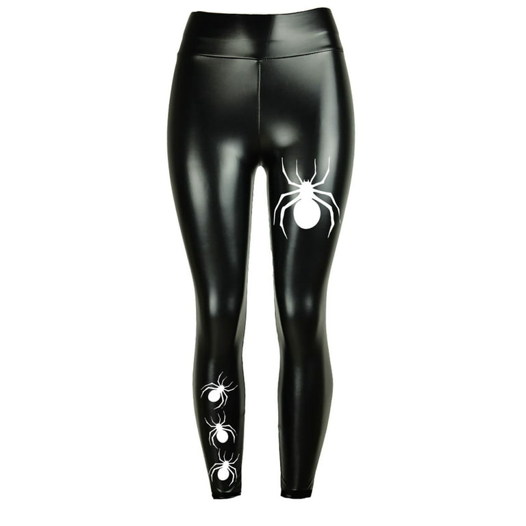 NILLLY Pants Women, Fashion Women's Halloween Prints Leggings High Waist  Sexy Leather Pants Black / 3XL 
