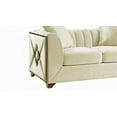 thumbnail image 5 of Modern Cream Velvet 2Pc Living Room Set with Solid Wood Frame (220×80×75cm), 5 of 12