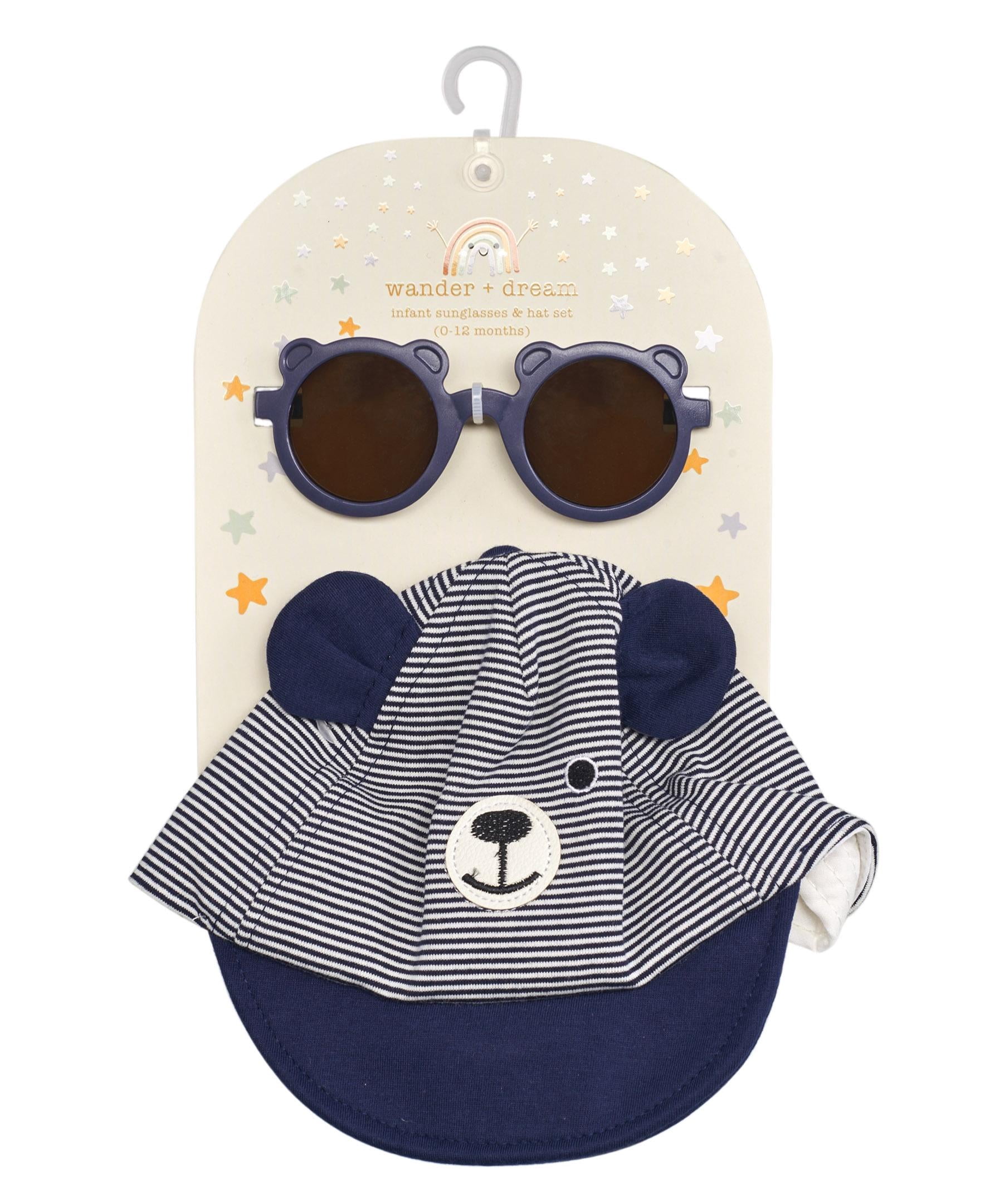 Wander & Dream Infant Bear Hat & Sunglasses Set for Boys & Girls (Infants) in Navy