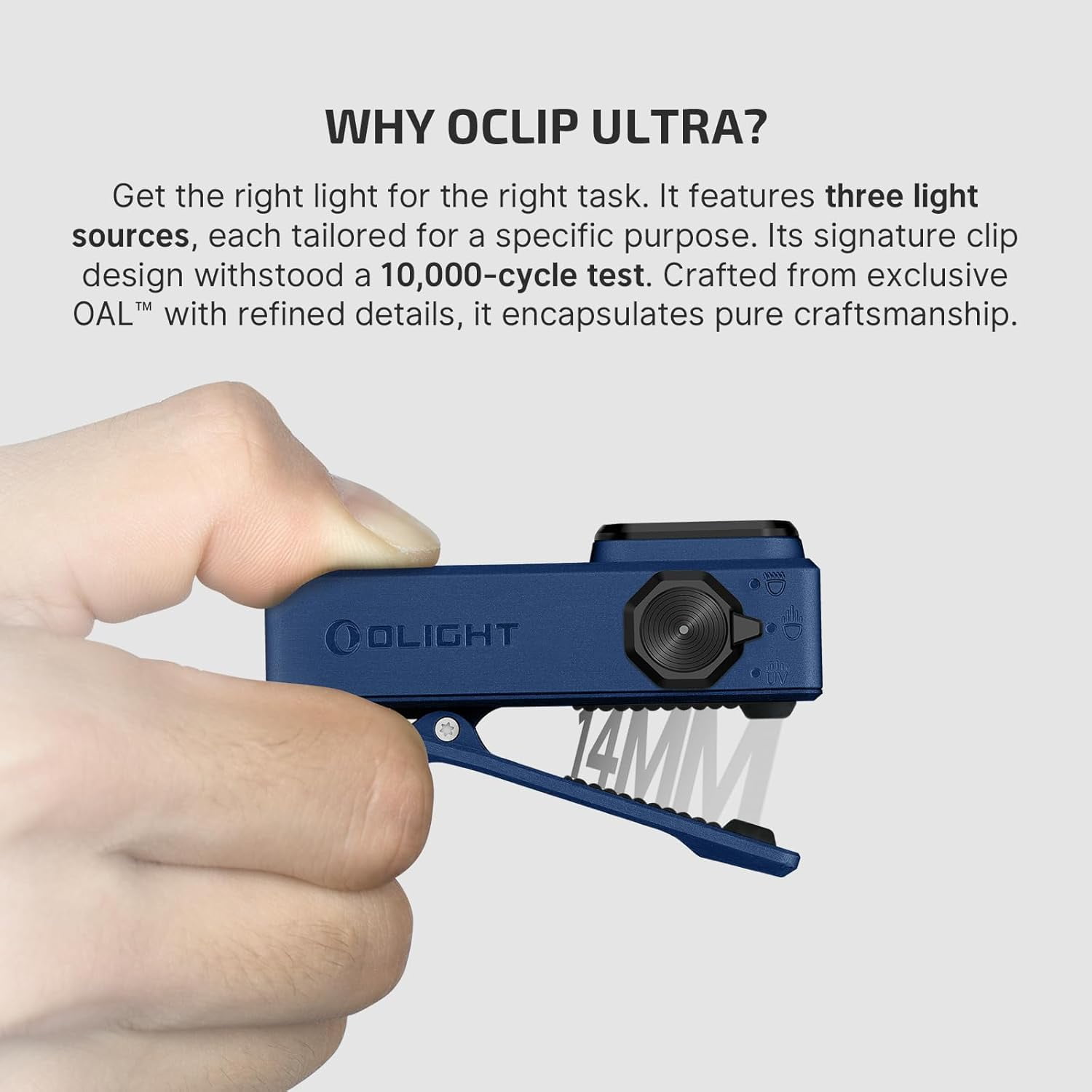 Olight Oclip Ultra 530 Lumen USB-C Rechargeable Clip-On Flashlight - Blue