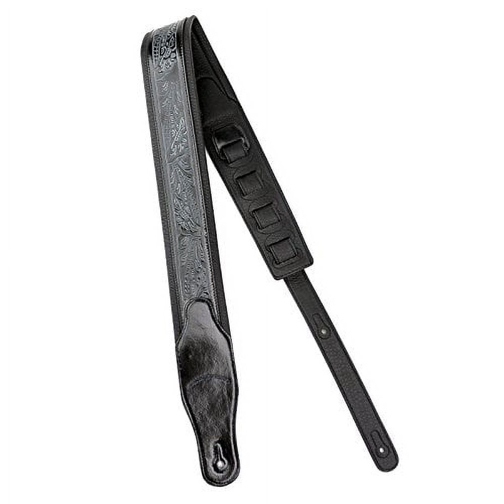walker &amp; williams gb-102 black padded leather strap classic live oak pattern
