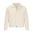 thumbnail image 3 of Aueoeo Men'S Velvet Bomber Jacket Sport Coats Stand Collar Full Zip Sweatwear With Pockets(Available In Big Size) Beige M, 3 of 5