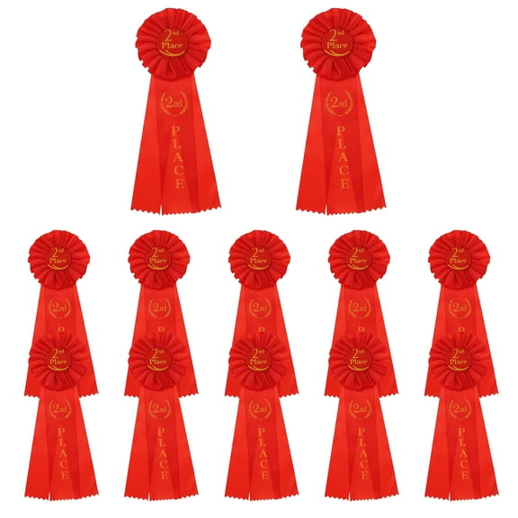 Uxcell 12 Pcs Award Ribbons, 2nd Place Winner Recognition Ribbon for Competition Sports Event, Red